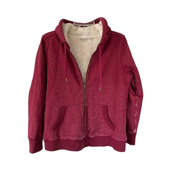 L.L. Bean | Cranberry Distressed 1912 Sherpa Lined Sweatshirt Hoodie, Small - Picture 1 of 10